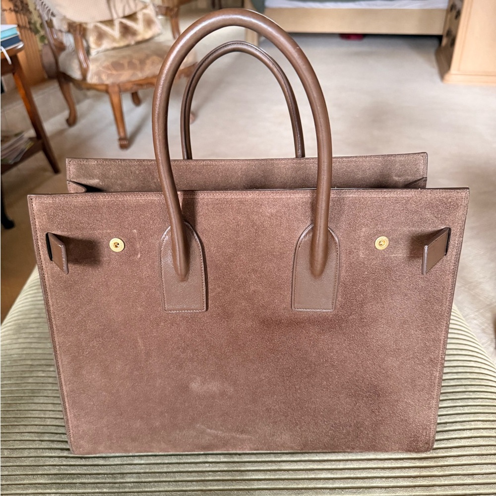 Saint Laurent Large Brown Suede Sac De Jour - Picture 3 of 16